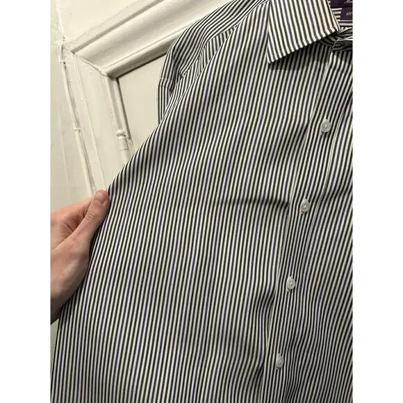 Men’s Ralph Lauren Purple Label Dress Shirt Size 17.5-35 Striped French Cuff